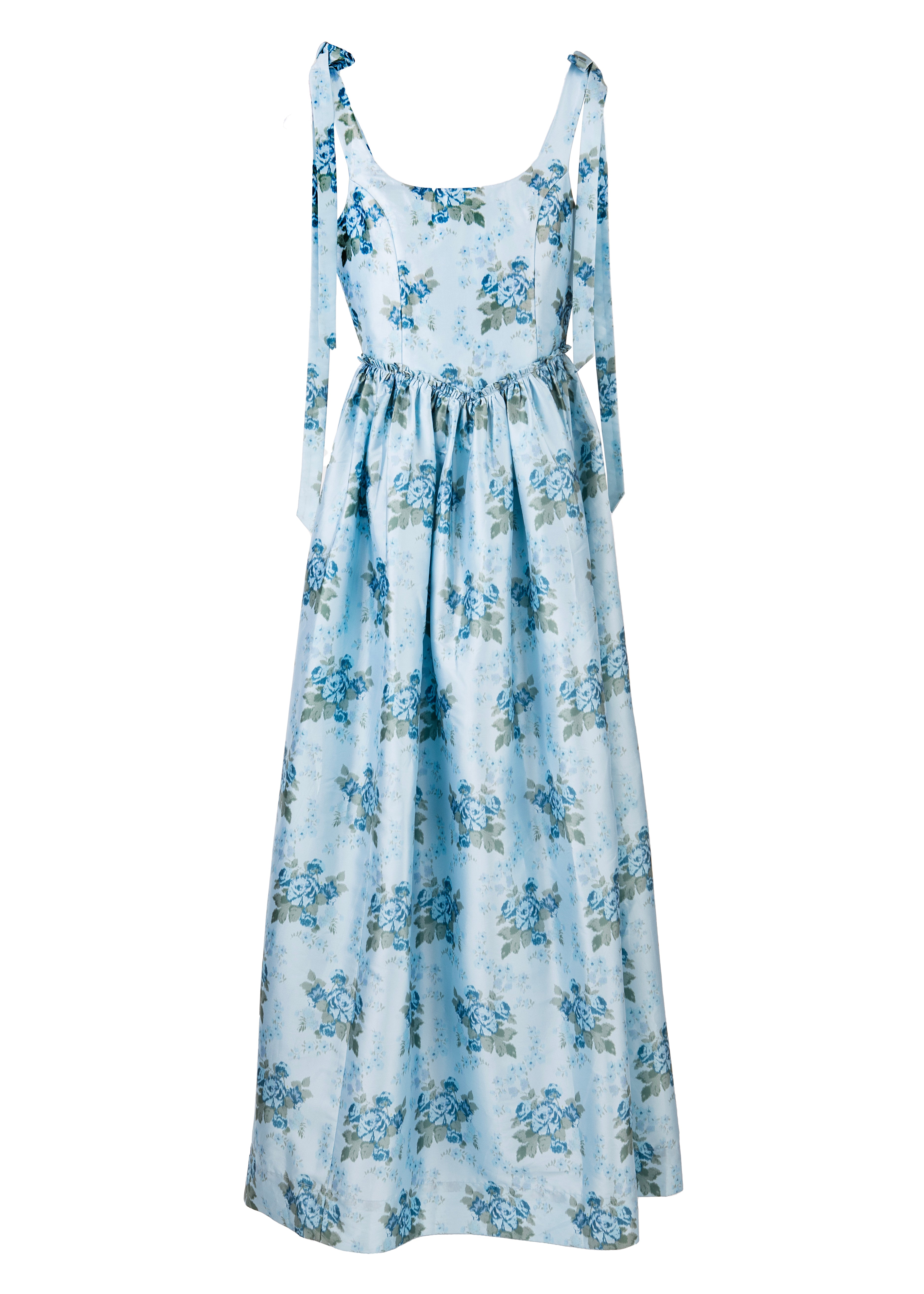 OTM Exclusive: The Marie Dress in Blue Floral Brocade