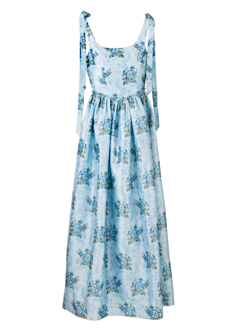 OTM Exclusive: The Marie Dress in Blue Floral Brocade