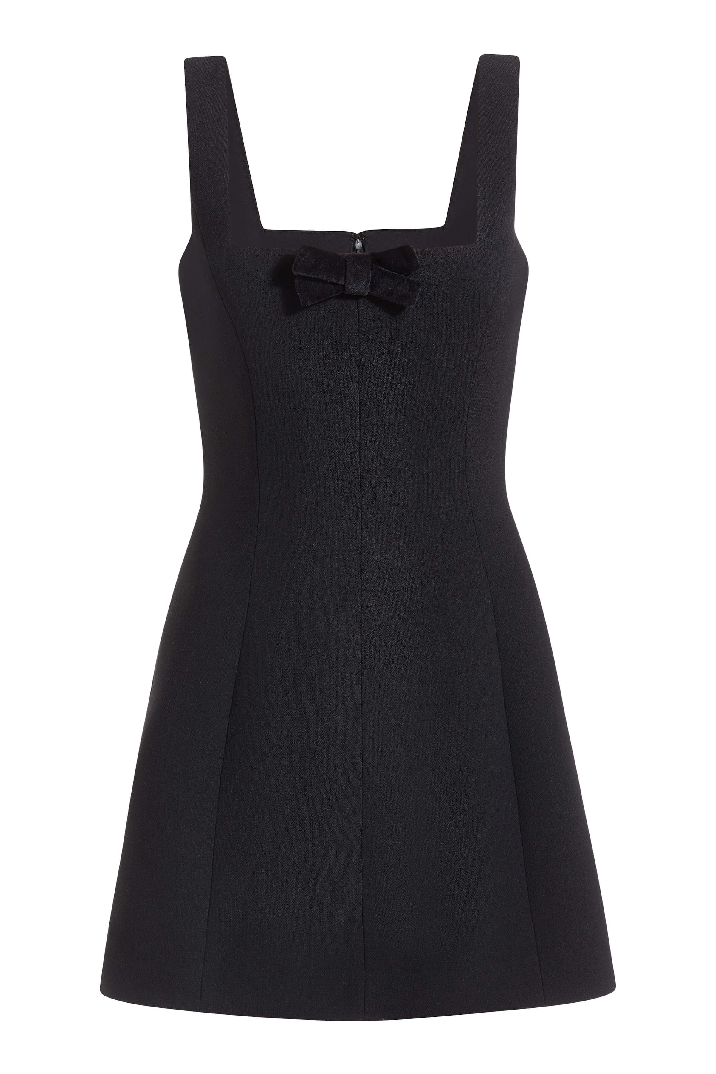 Brooke Black Wool Crepe Mini Dress