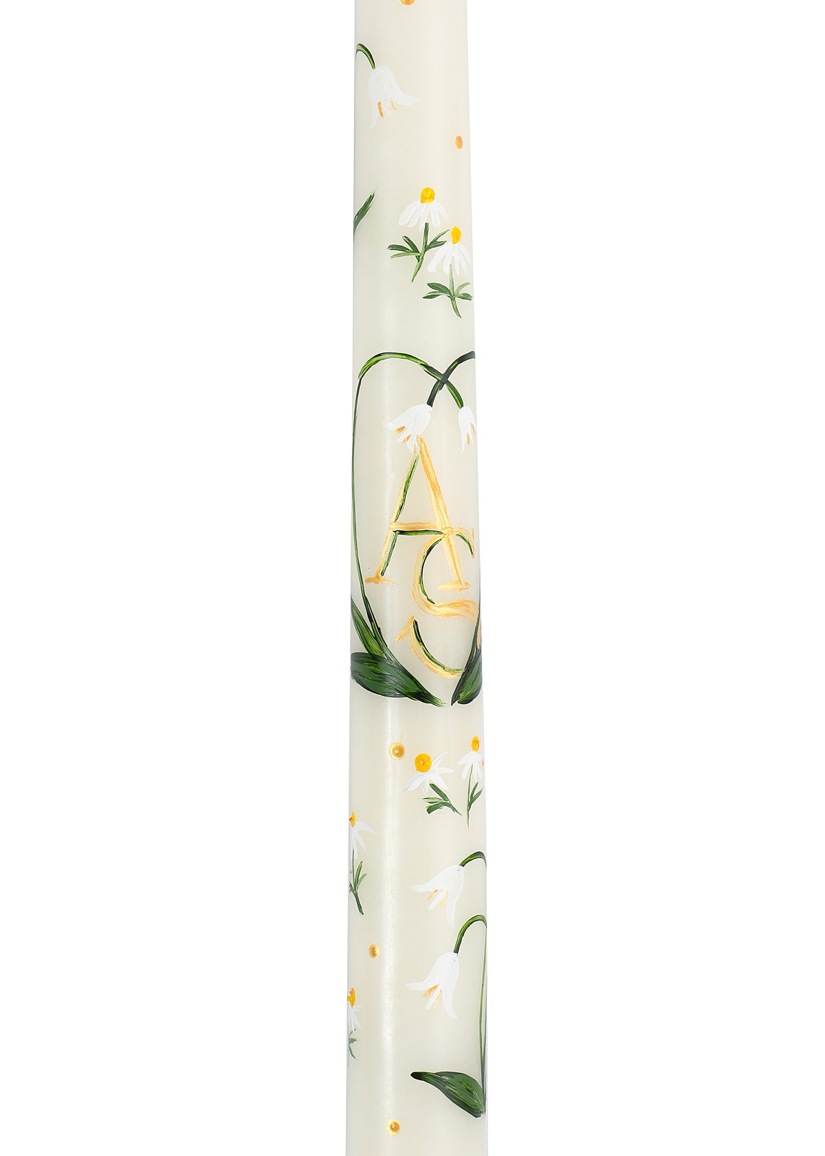 OTM Exclusive: Ivory Floral Lily of the Valley Monogram Hand-Painted Taper Candles, Set of Two