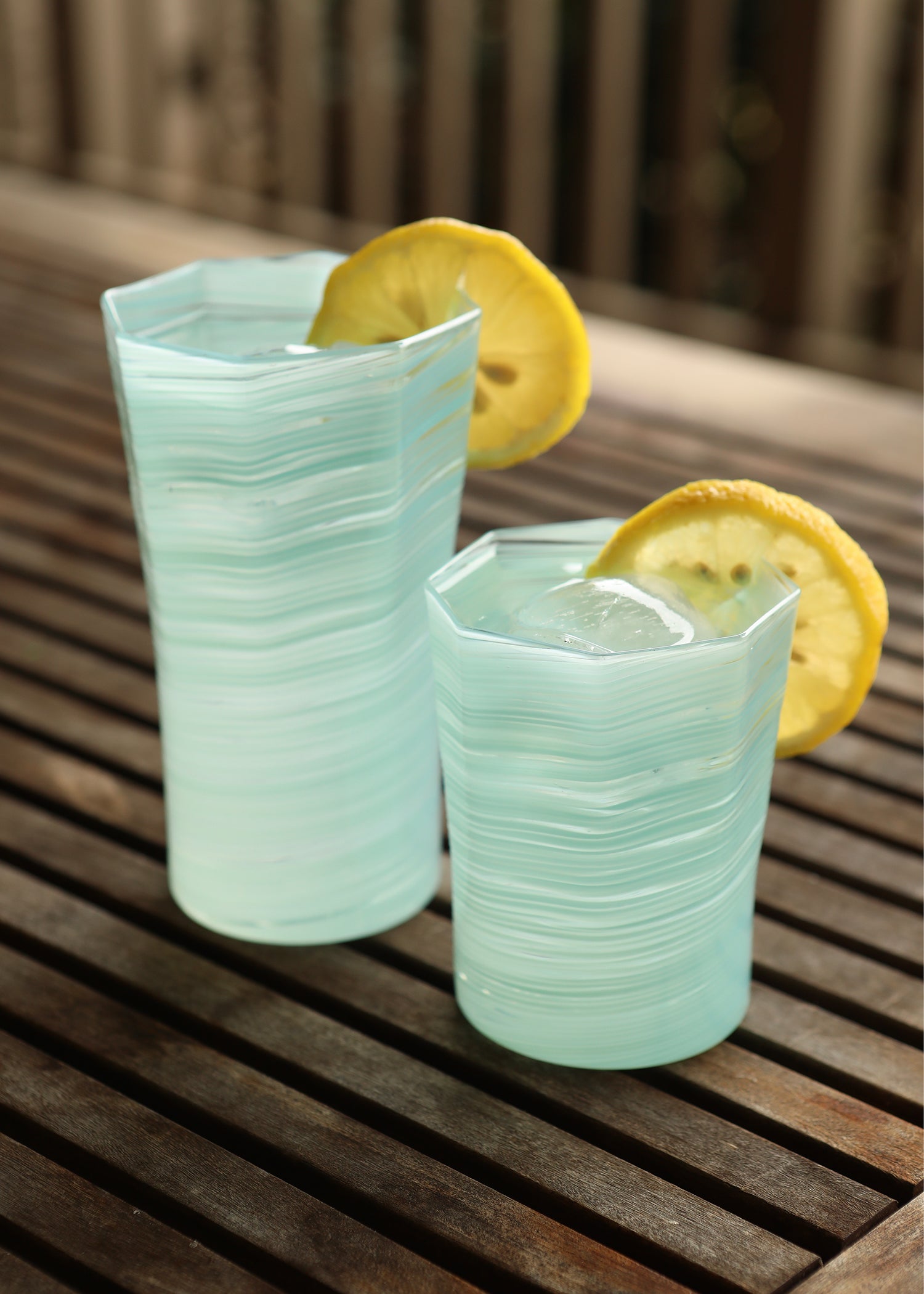 Short Hand Blown Tumbler in Celadon, Set of 6