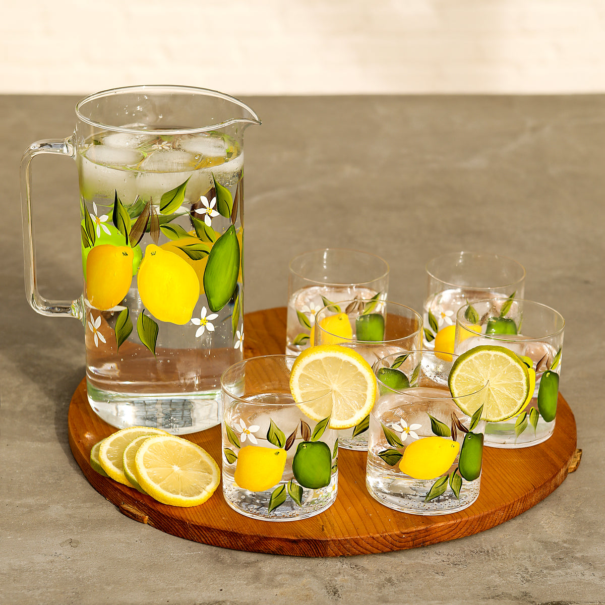 Citrus Jug with Set of 6 Tumblers