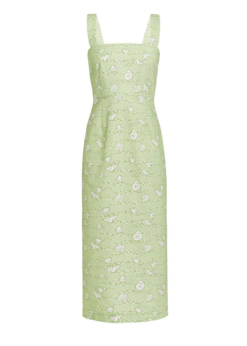 Long Slip Dress in Lime Shell