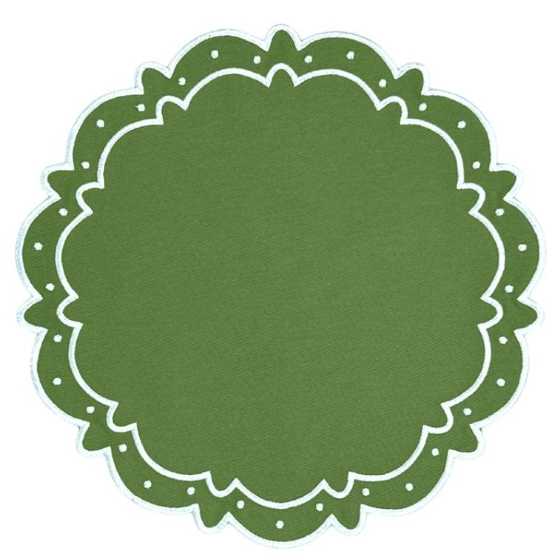 luxury green placemat with white embroidery