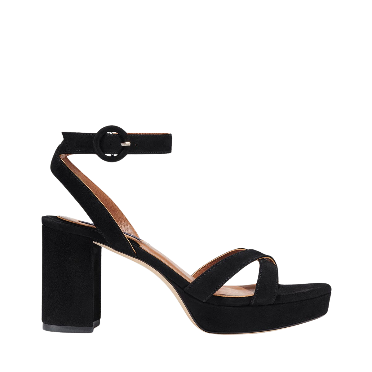 The Platform Sandal in Black Suede