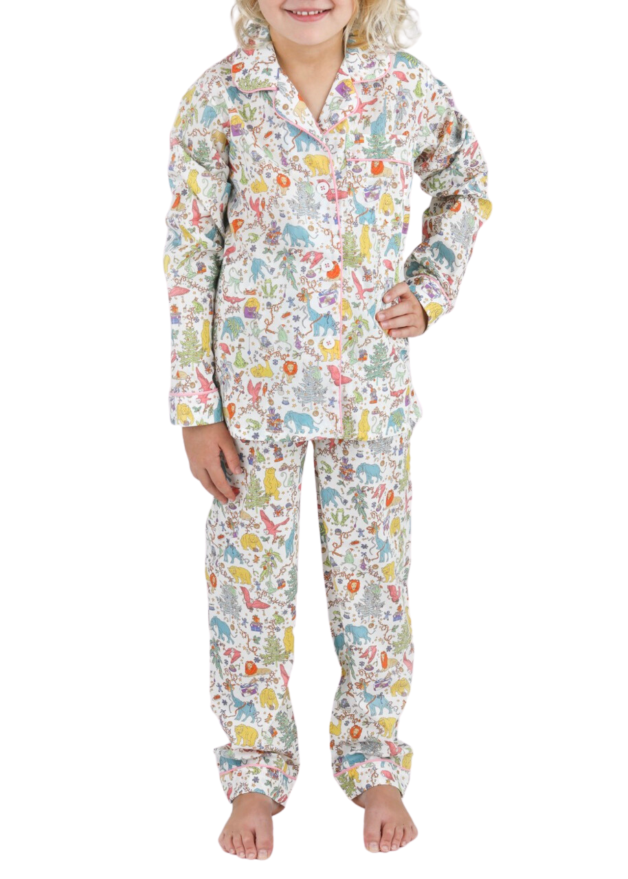 Children’s Liberty of London Holiday Pajama Set in White