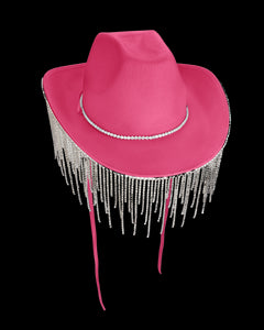 Pink Diamanté  Fringe Cowgirl Hat