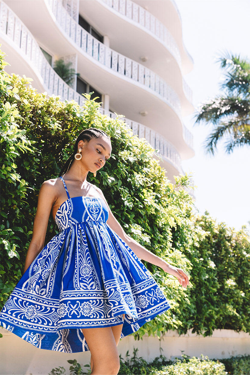 Leo Mini Dress in Rowan Cobalt