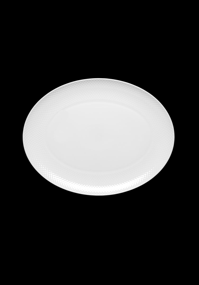 Lyngby Porcelain Rhombe Oval Serving Dish in White