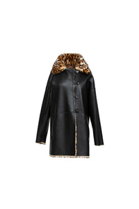 Sophia Reversible Caban Coat in Leopard