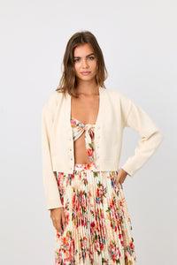 Cotton Cashmere Knit Summer Cardigan in Ivory