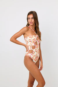 Nixy Cut Out One Piece in Peach Floral