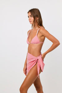 Short Swim Sarong in Strawberry Gingham