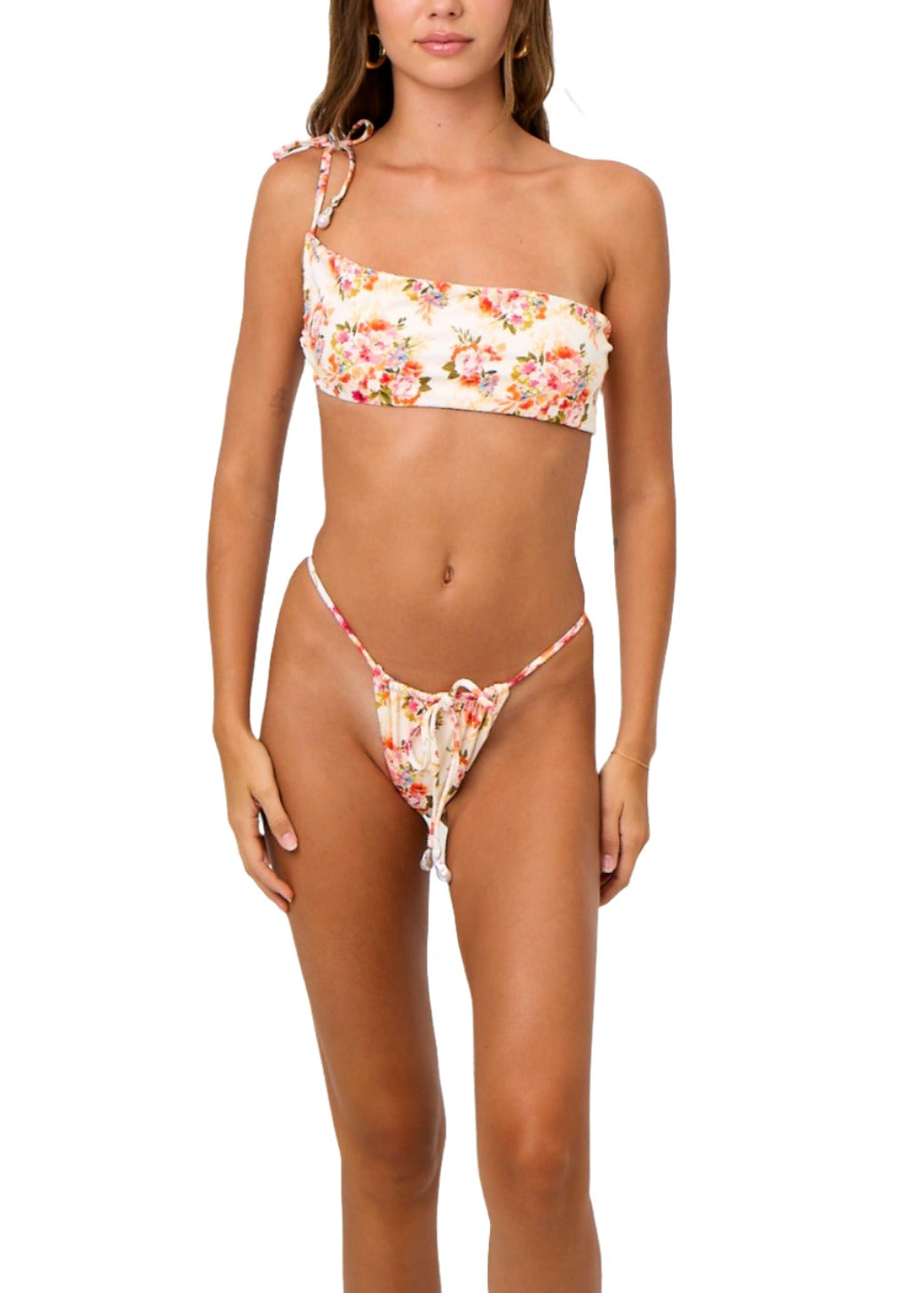 Aubre Multi Way Bandeau Top in Peach Floral