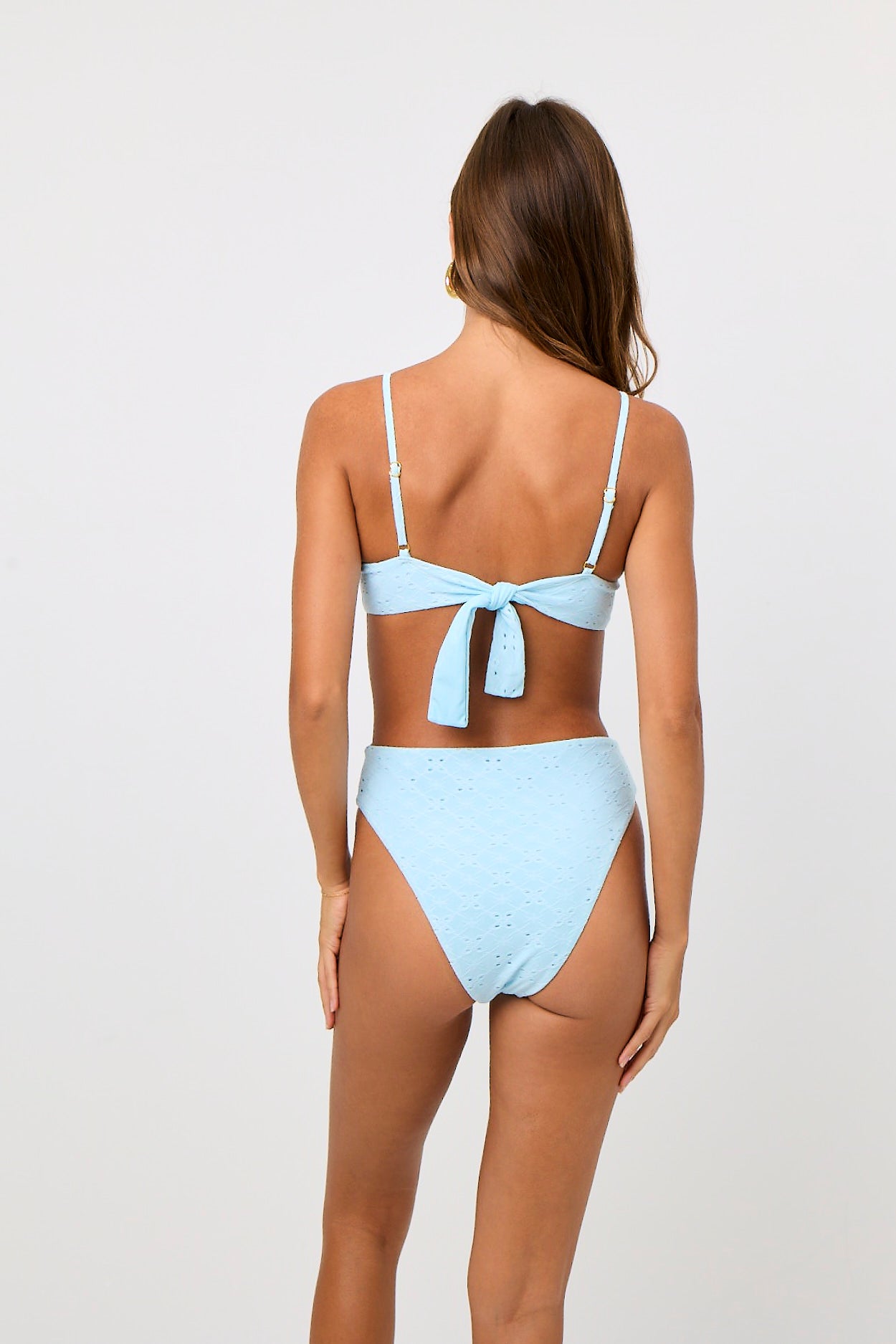 Monica High Waist Bottom in Baby Blue Eyelet