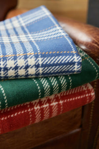 Autumn Plaid Blanket in Vintage Blue