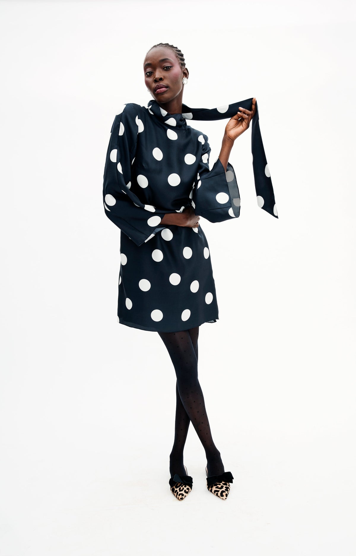 Talia Dress In Jumbo Dancing Dot Silk Twill