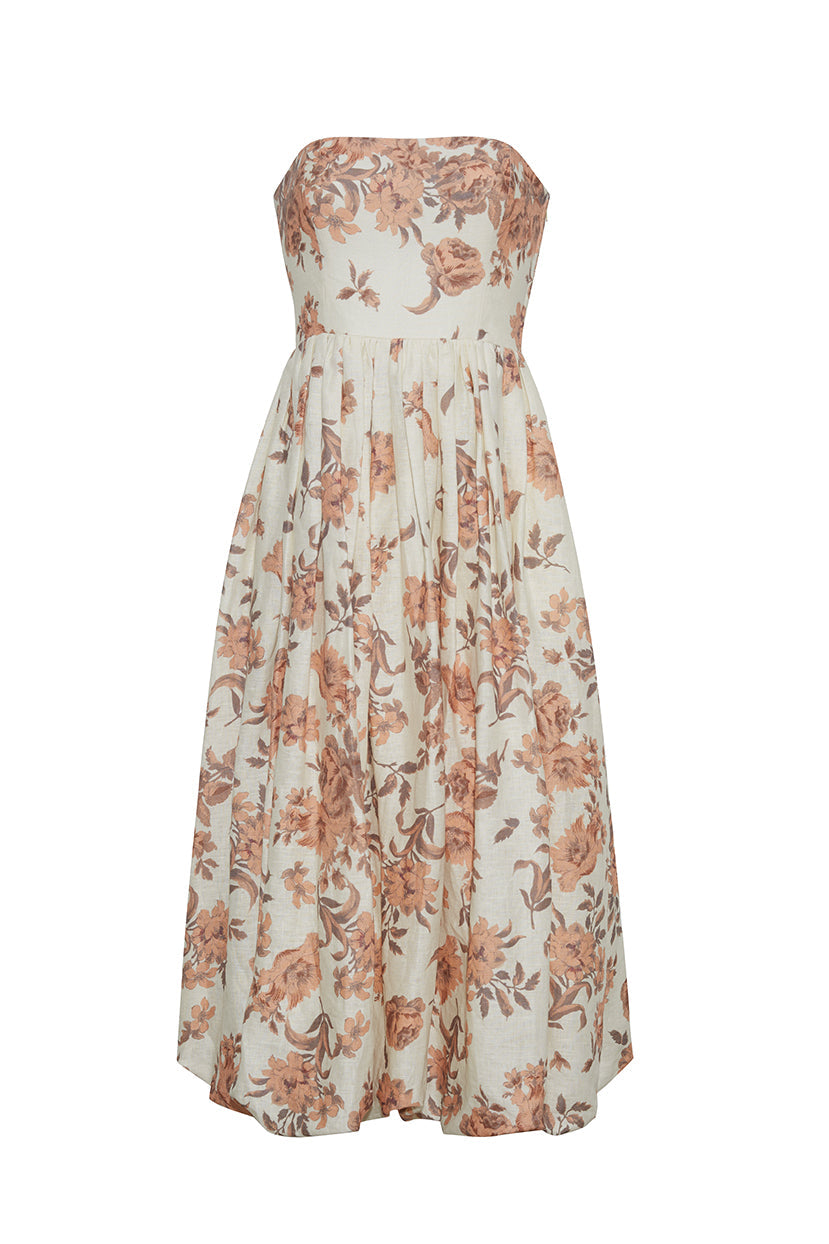 Anisha Dress in Farfella Border Egret
