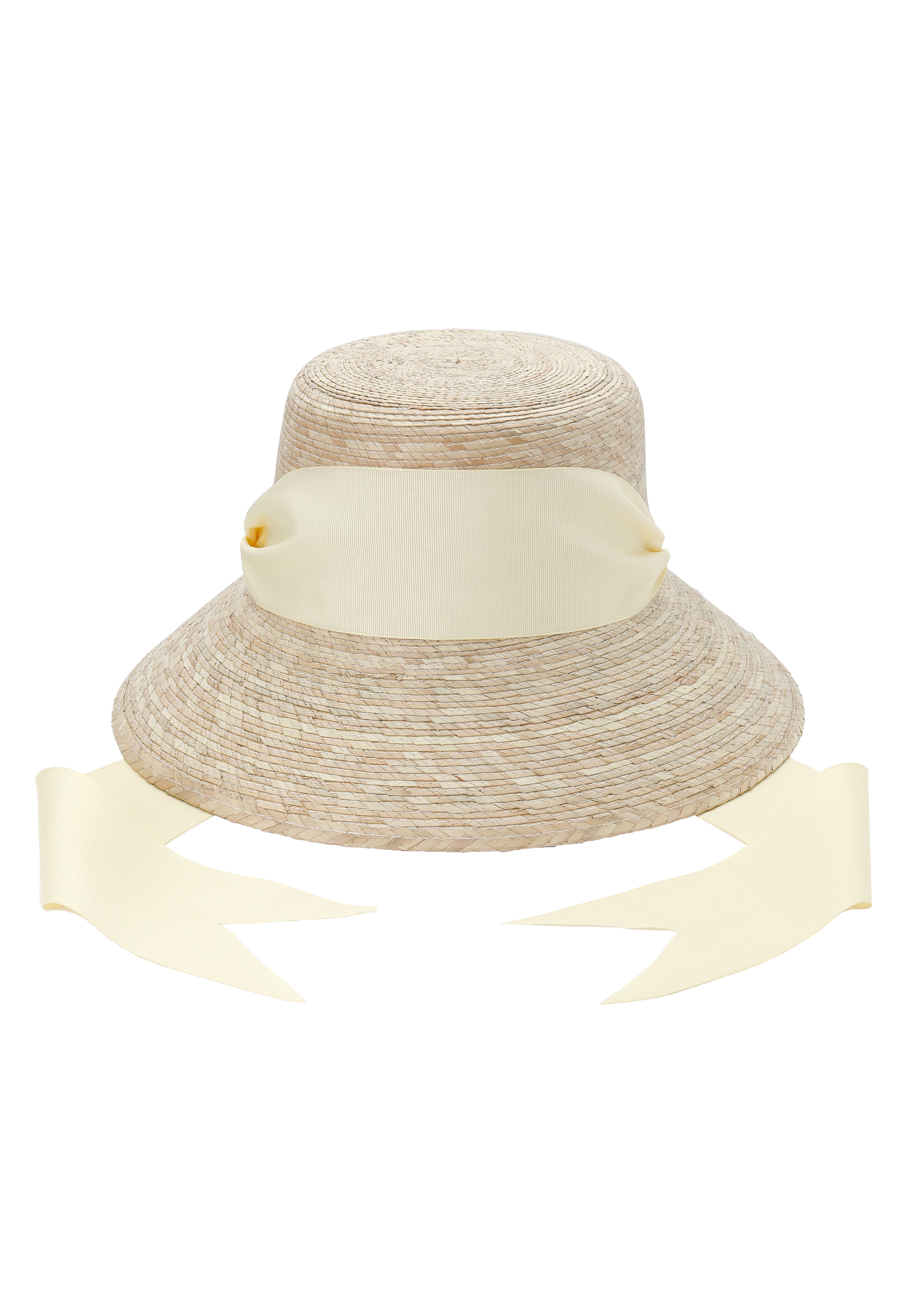 Clematis Bucket Hat with Wide & Short Ivory Grosgrain Ribbon