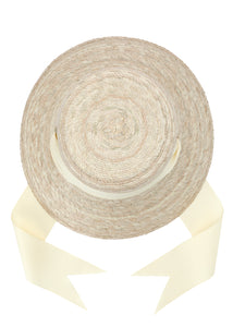 Clematis Bucket Hat with Wide & Short Ivory Grosgrain Ribbon