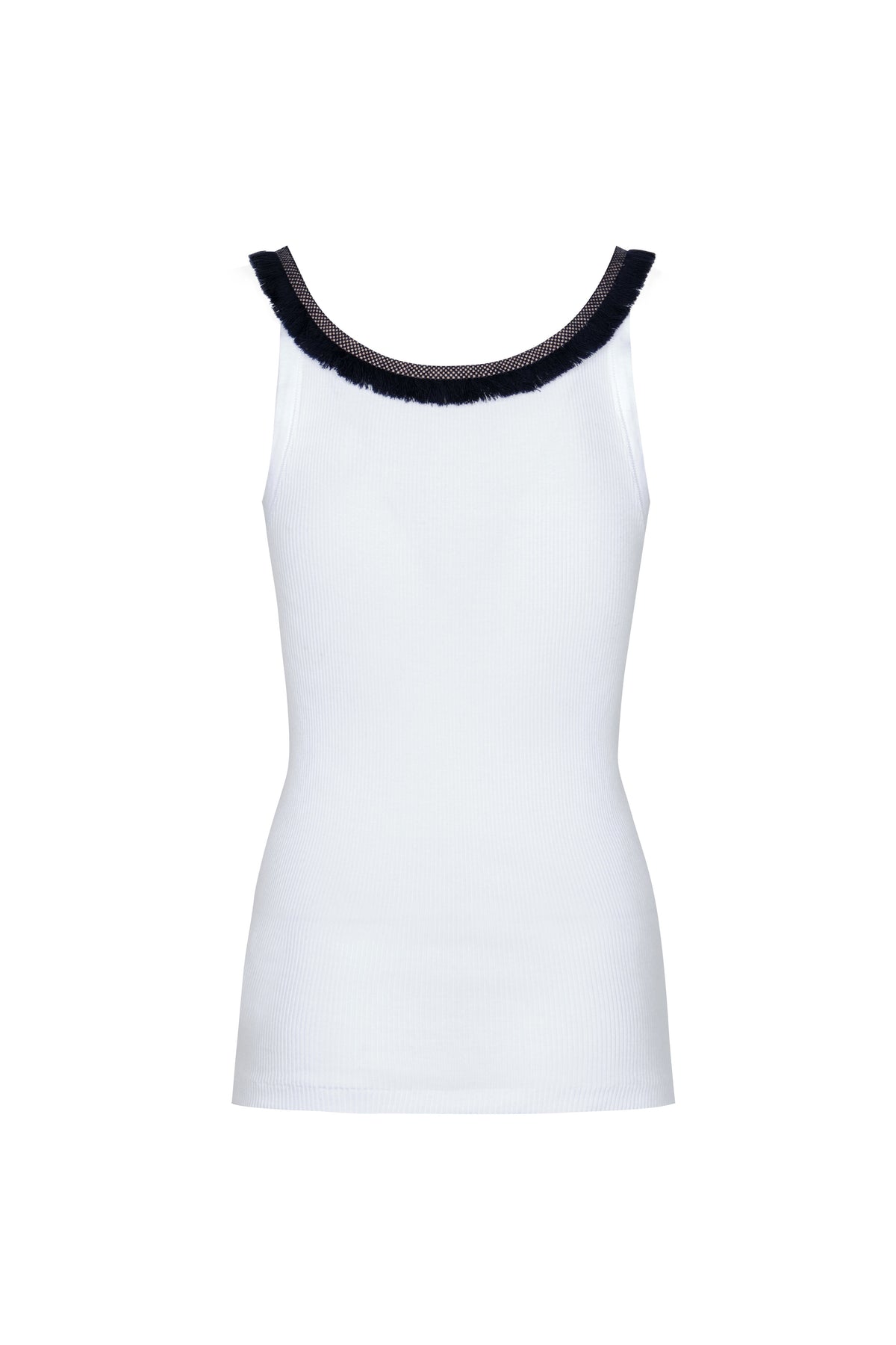 Coco Hand Embroidered Tank Top in White