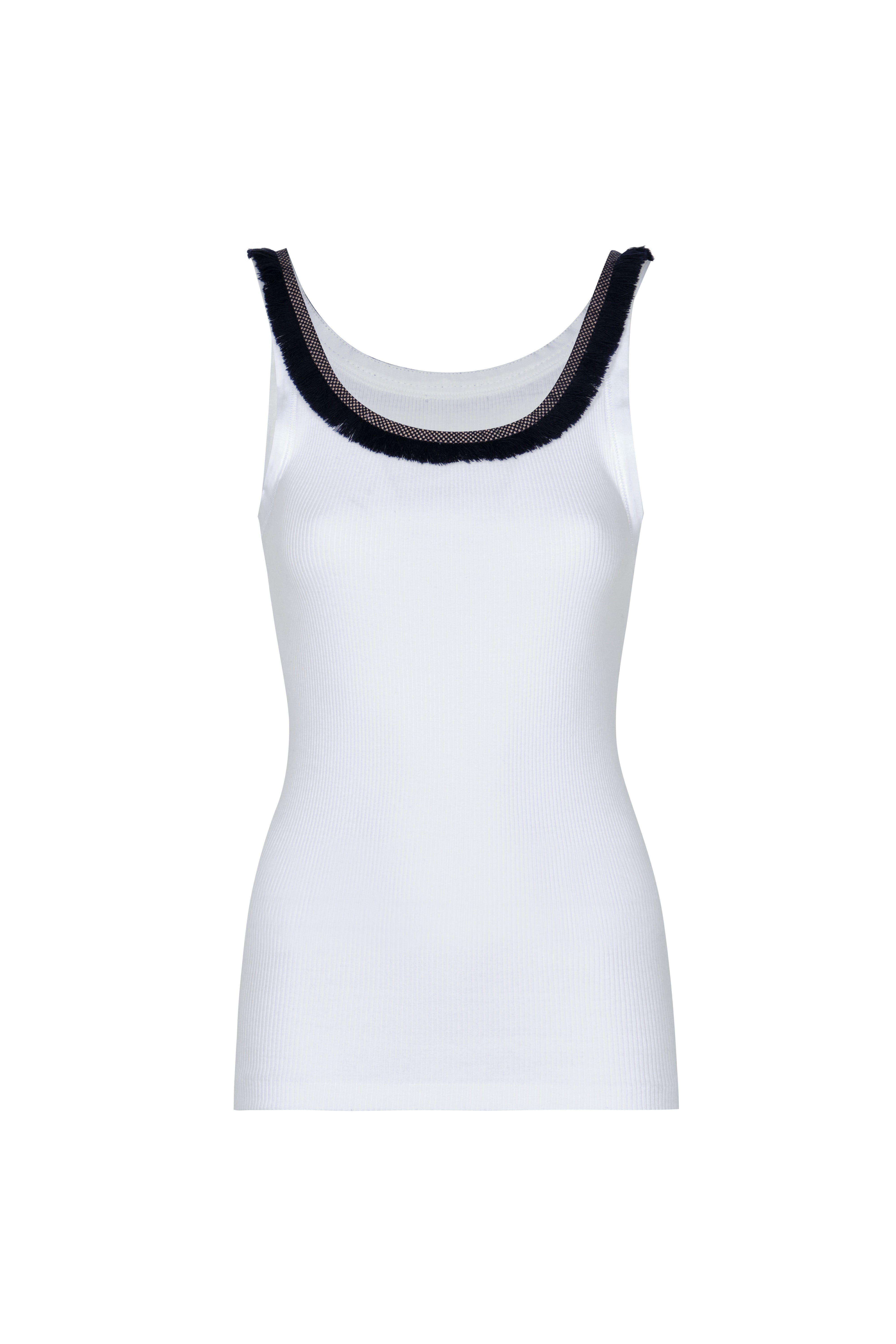 Coco Hand Embroidered Tank Top in White