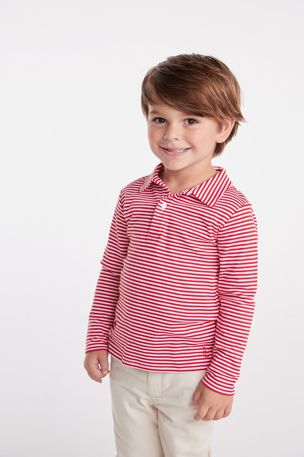 classic childrens clothing boys long sleeve polo in red and white stripe