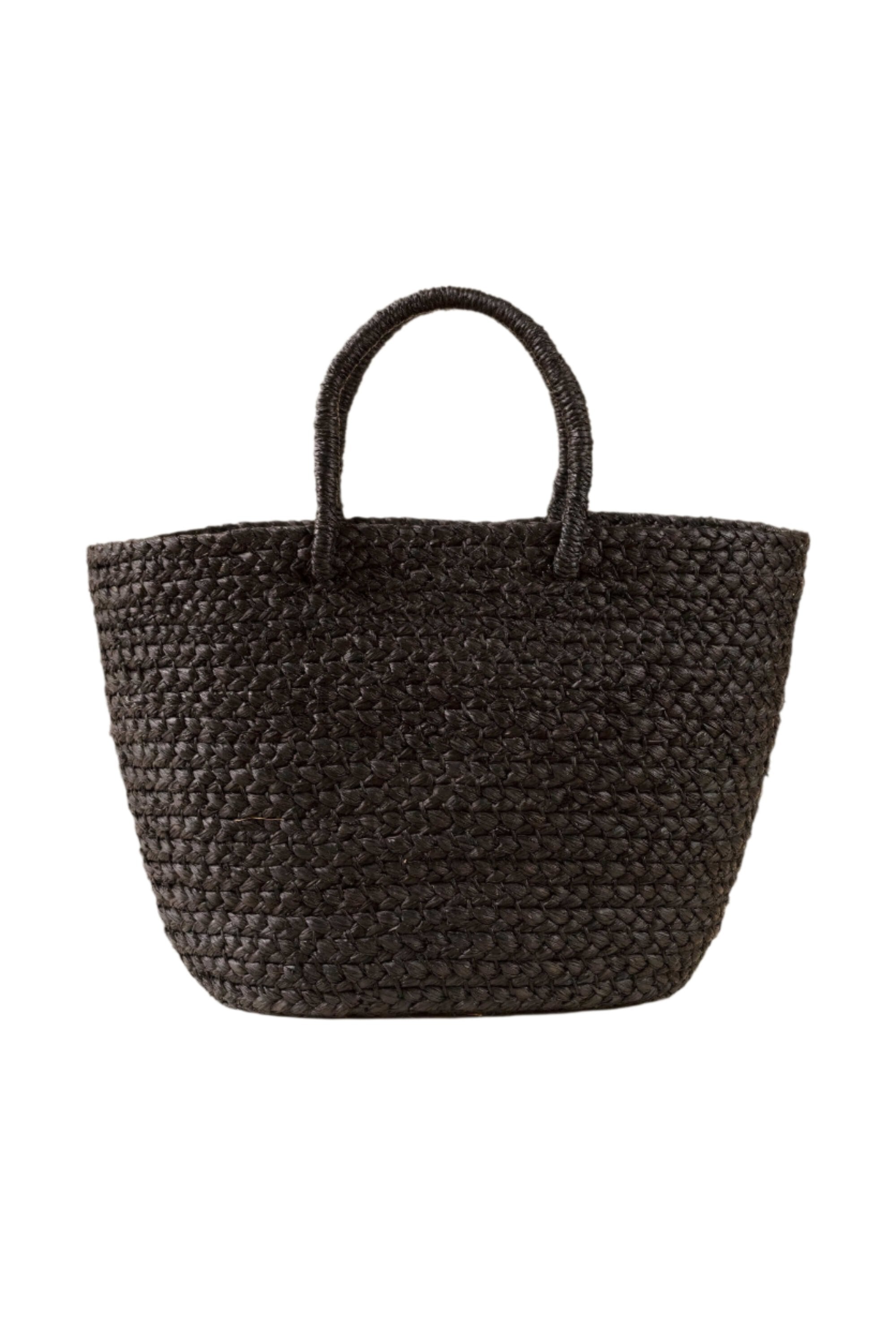 Braided Raffia Day Bag Black