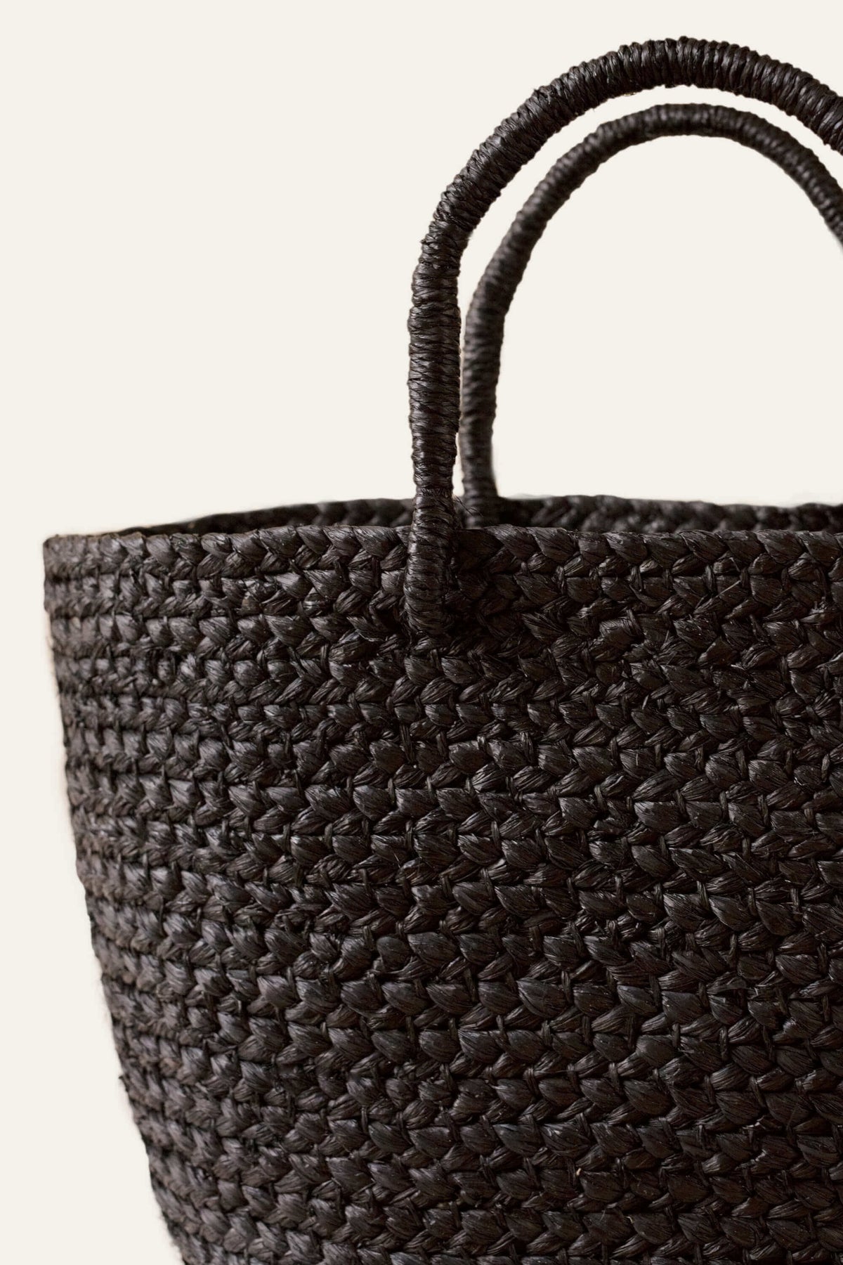 Braided Raffia Day Bag Black