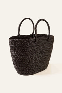 Braided Raffia Day Bag Black