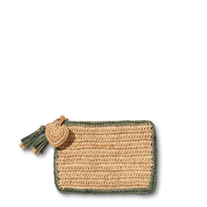 Small Raffia Pouch with Border