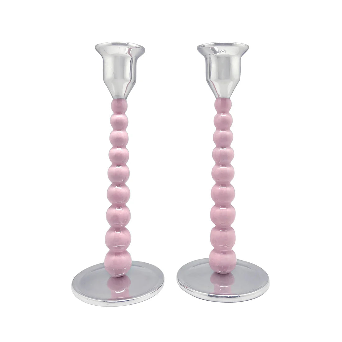 Pink Pearled Candlestick Set