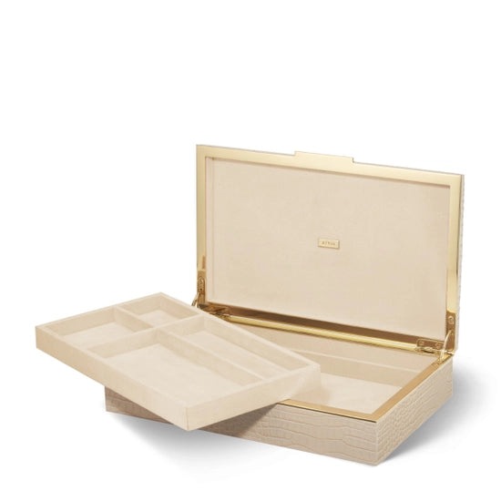 Classic Croc Leather Desk Box in Fawn