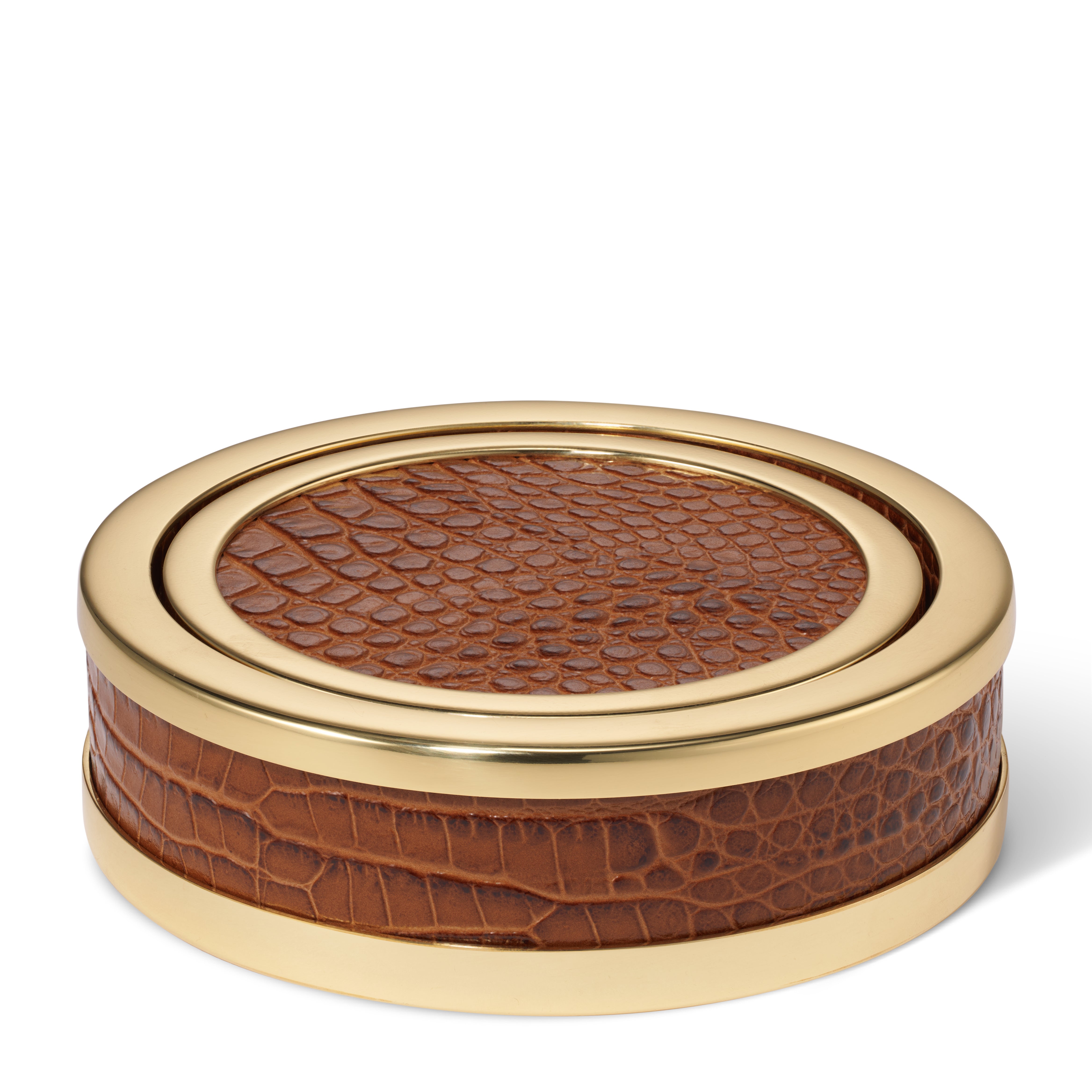 Classic Croc Leather Coasters in Chestnut, Set of 4