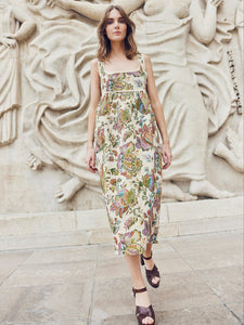 Emily Midi Dress in Rainbow Floral Jacquard