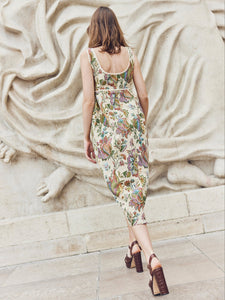 Emily Midi Dress in Rainbow Floral Jacquard