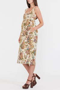 Emily Midi Dress in Rainbow Floral Jacquard