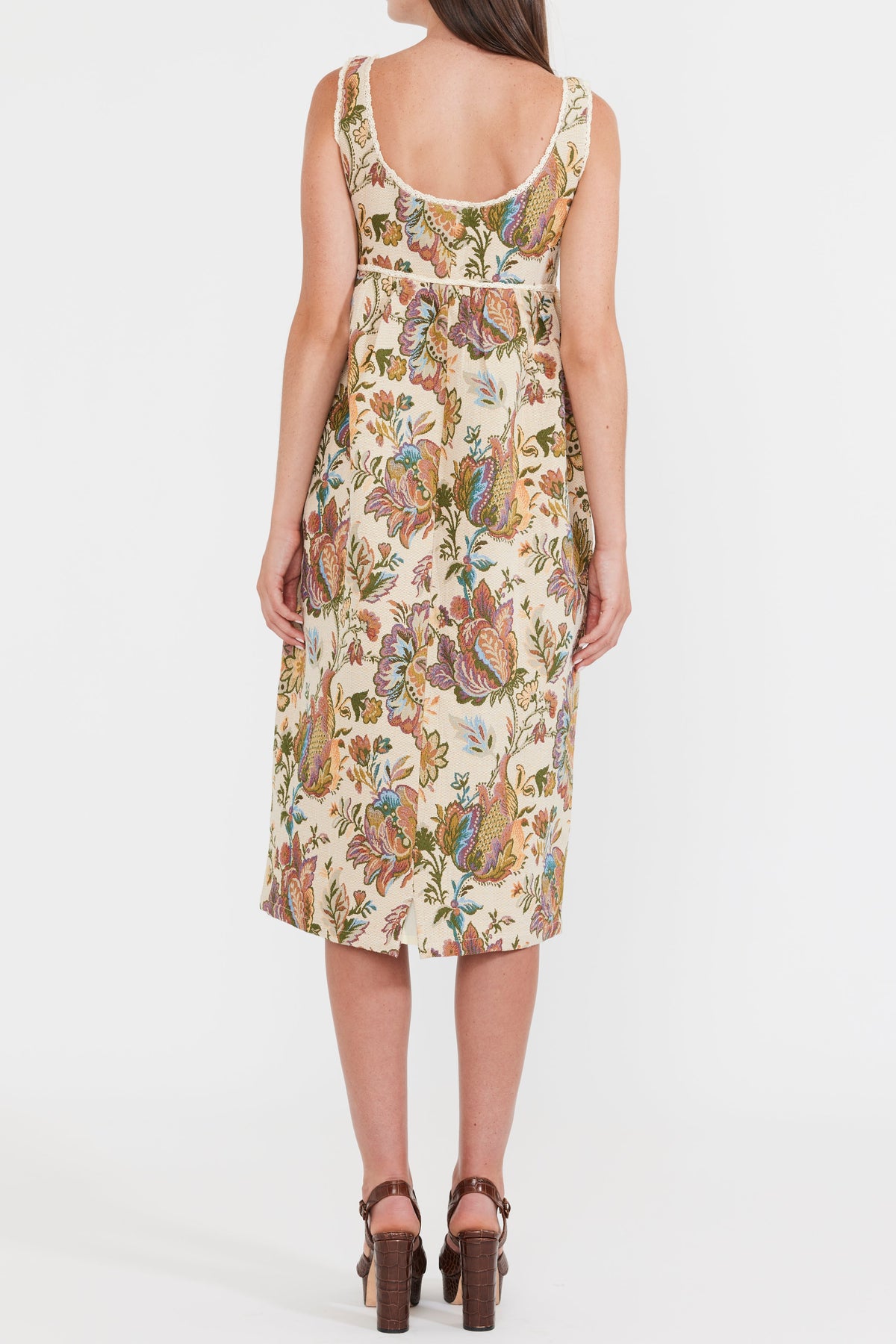 Emily Midi Dress in Rainbow Floral Jacquard