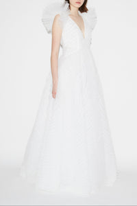 Floria Gown White Embroidered Tulle