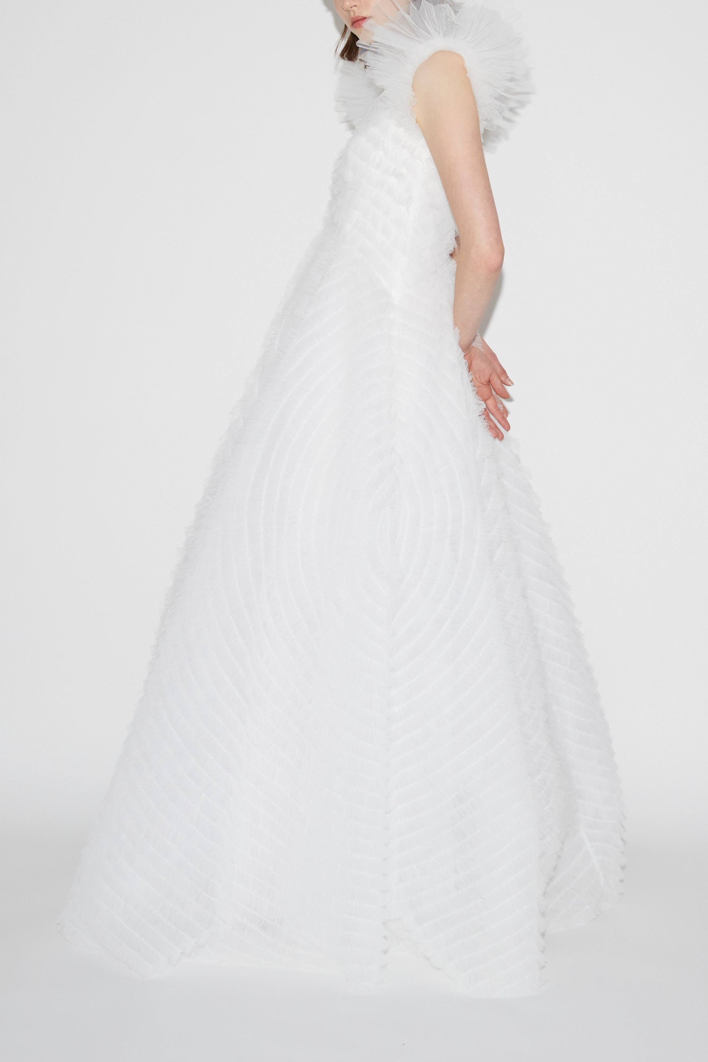 Floria Gown White Embroidered Tulle