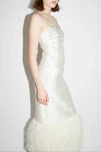 Astra Dress White Embellished Jacquard