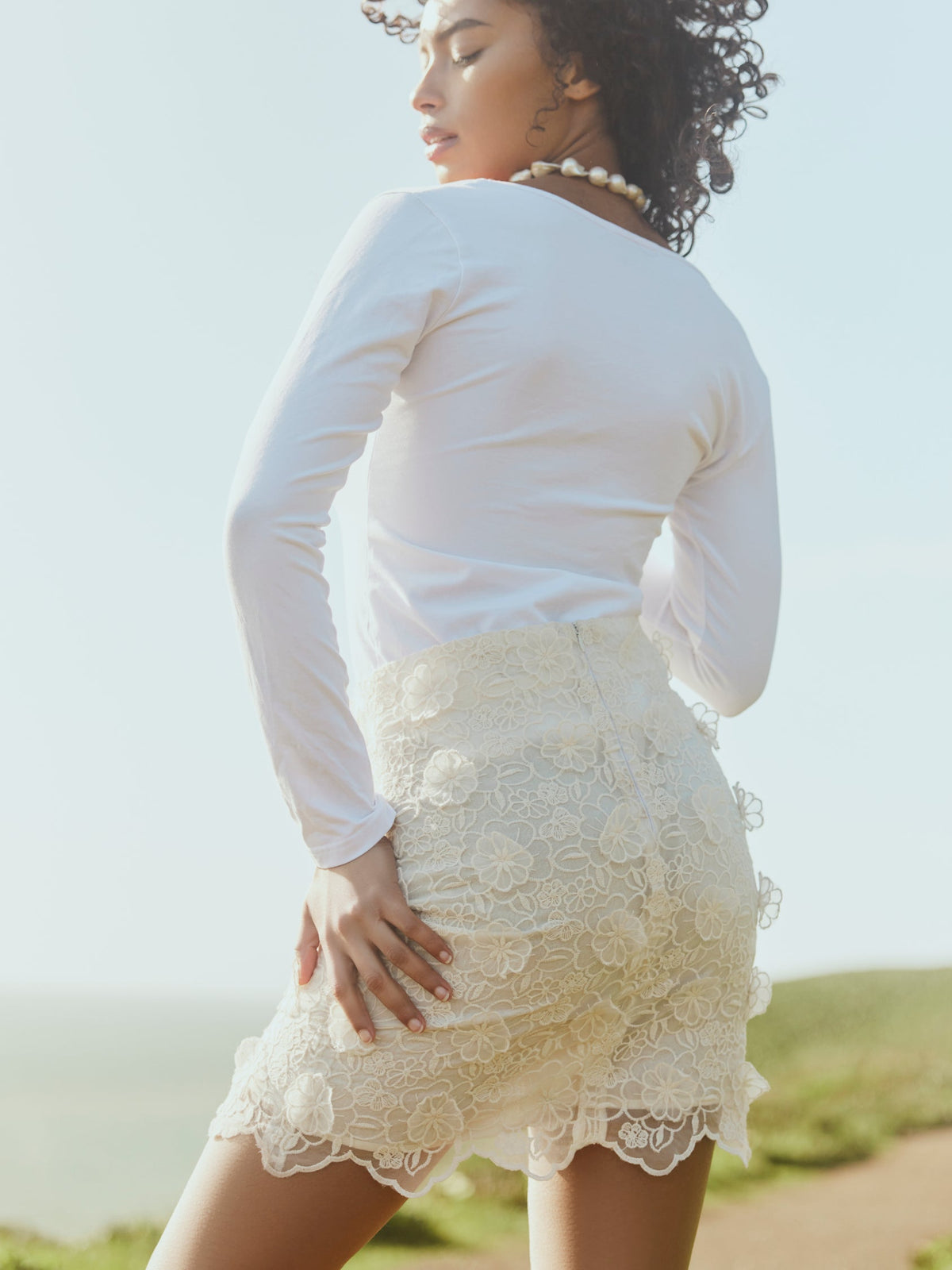 Maureen Lace Mini Skirt in Vivid Floral Lace