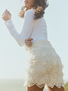 Maureen Lace Mini Skirt in Vivid Floral Lace