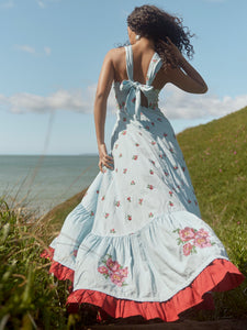 Isabel Dress in Clear Sky/Salsa Ditsy Floral/Salsa Floral Embroidery