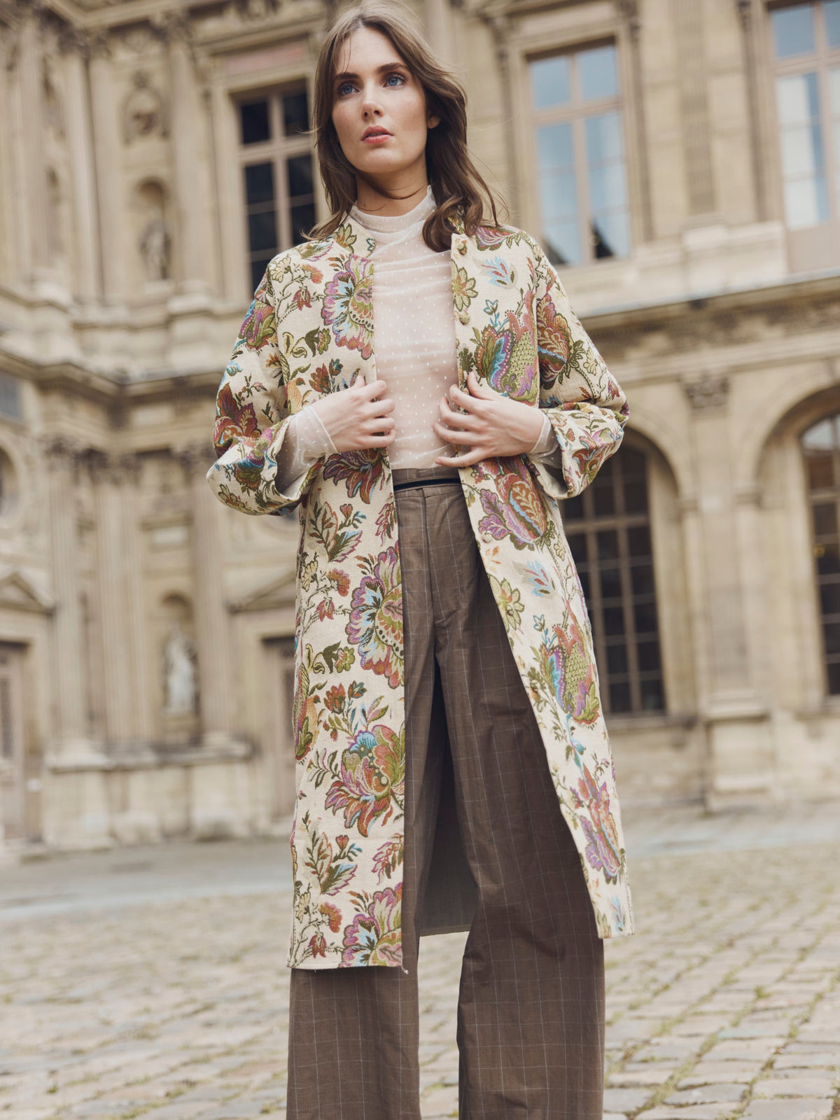 Janean Midi Jacket in Rainbow Floral Jacquard