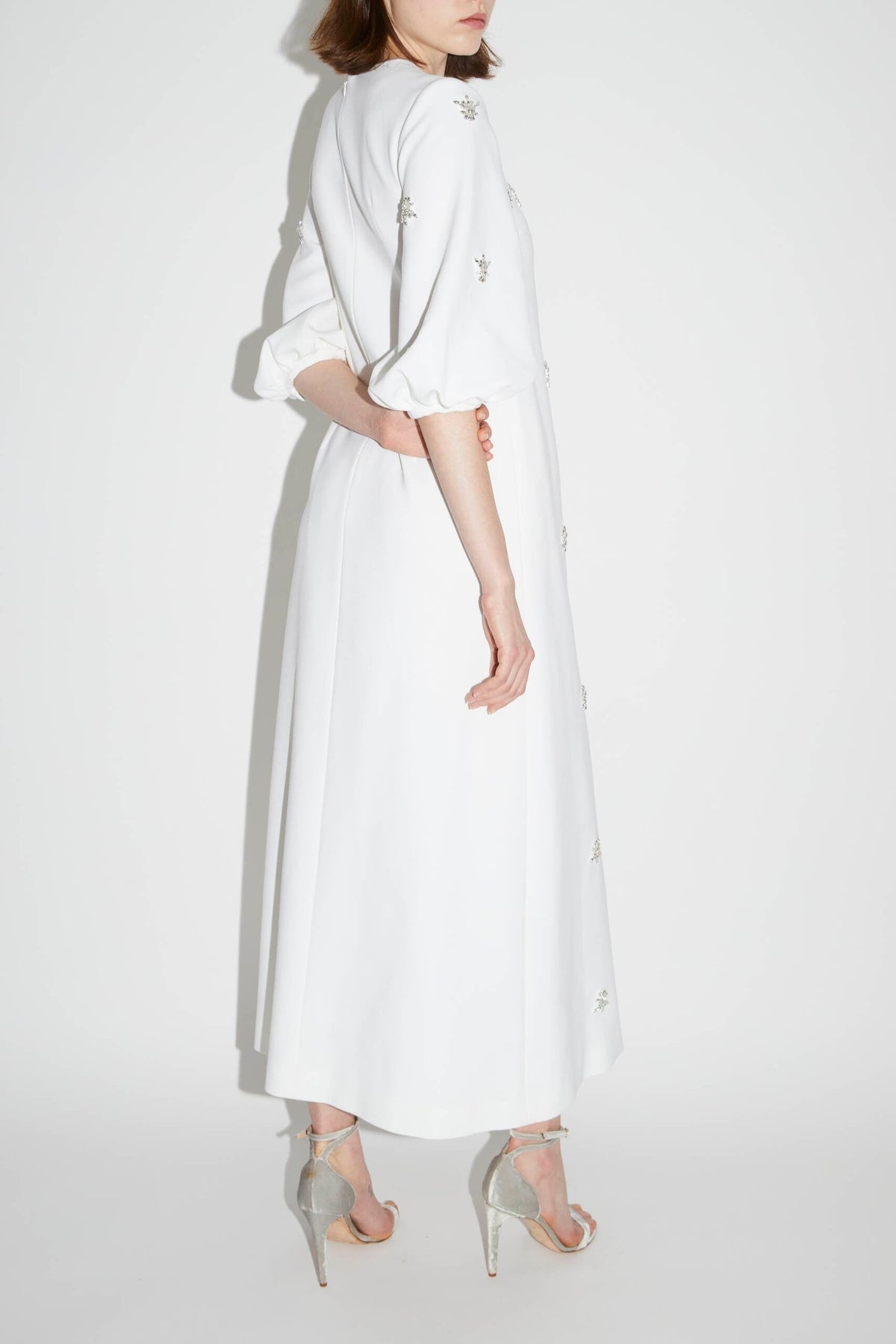 Joelle Dress Pure White Embellished Crepe