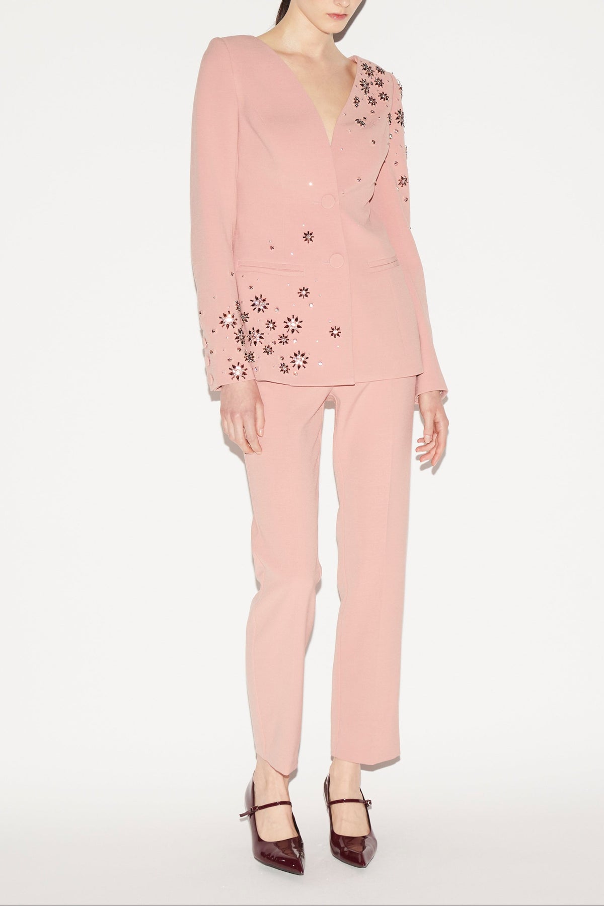 Justine Jacket Pink Embellished Crepe