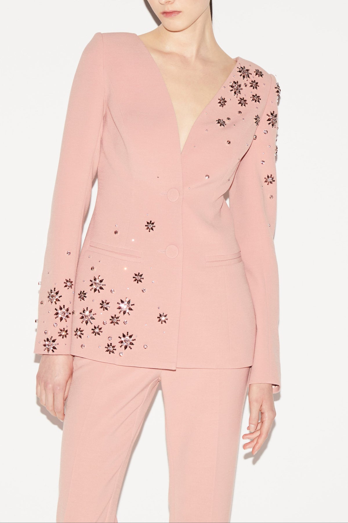 Justine Jacket Pink Embellished Crepe