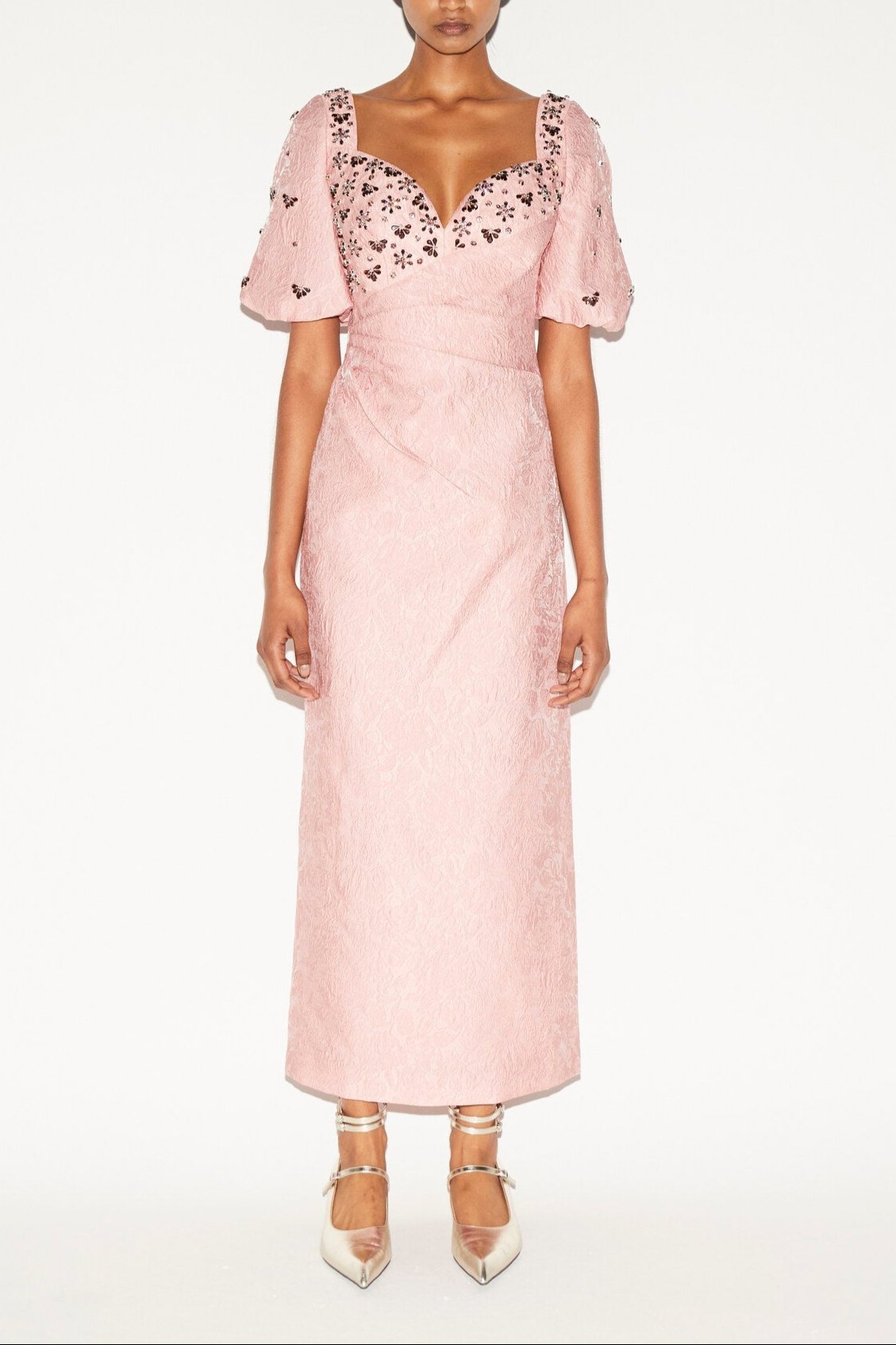 Aretha Dress Pink Embellished Jacquard