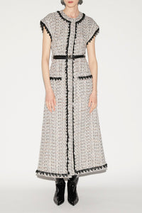 Whitney Dress Black And White Tweed